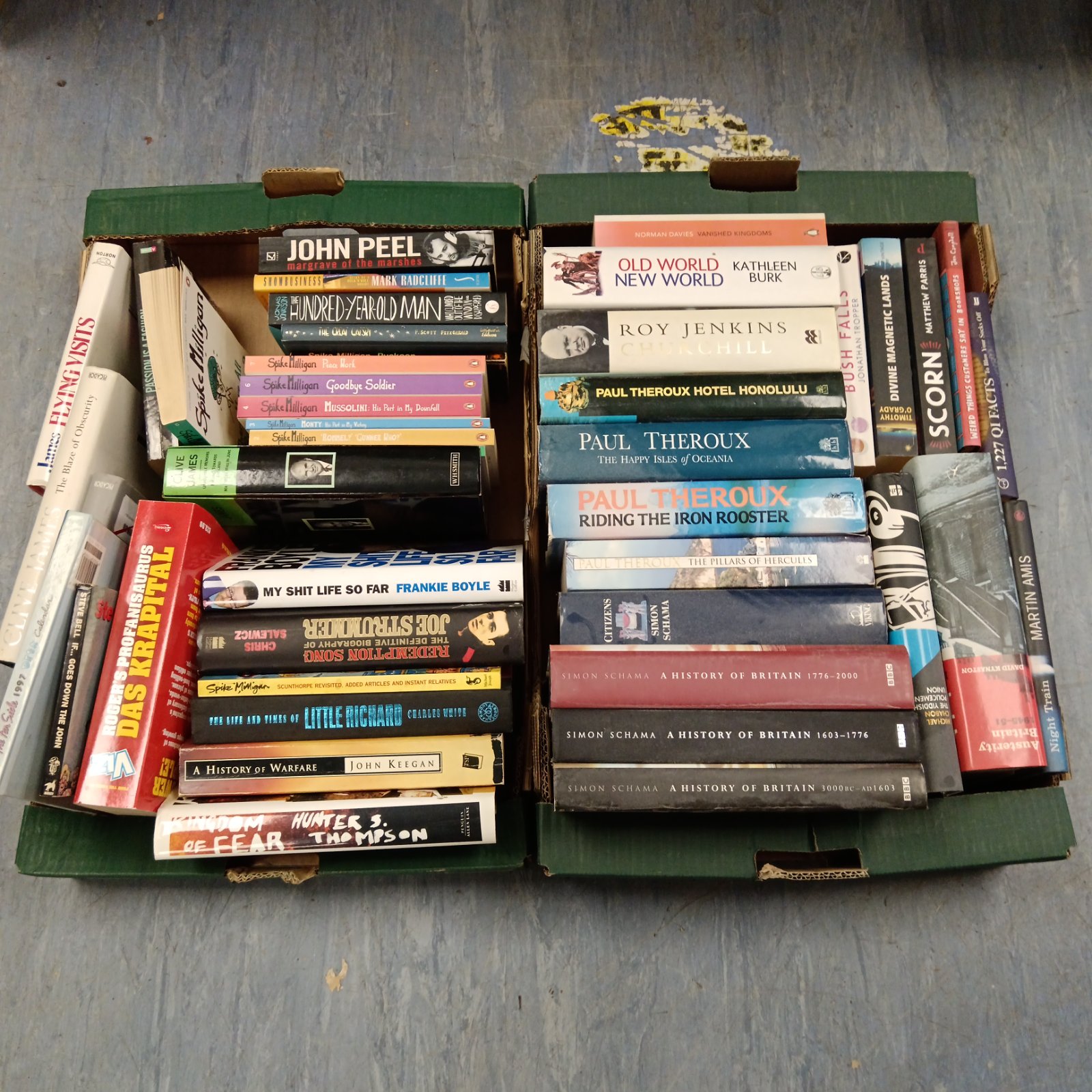 Vintage book lot featuring Spike Milligan and Simon Schama books.