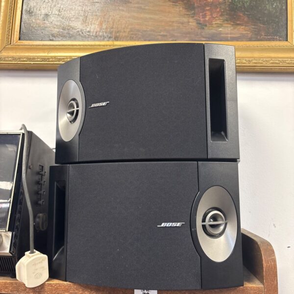 Black Bose 201 Series V Direct Reflecting speakers for home audio.