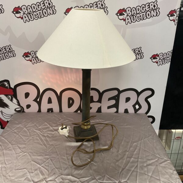 Vintage brass column lamp with a fluted design.