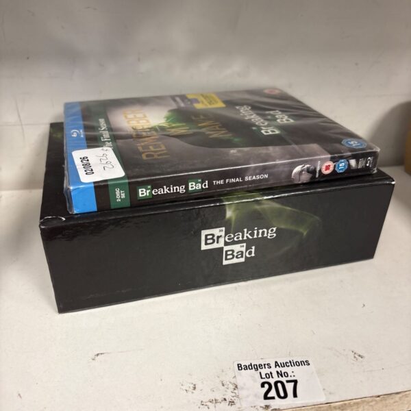 Breaking Bad Blu-ray box set in red packaging.