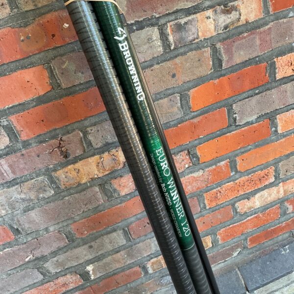 Close-up of Browning Euro Winner 120 fishing pole showing branding.