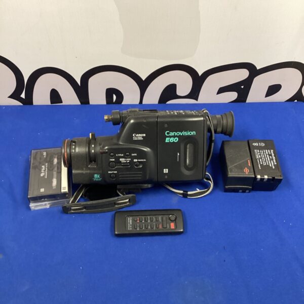 Vintage Canon E60 Canovision video camera, side view.