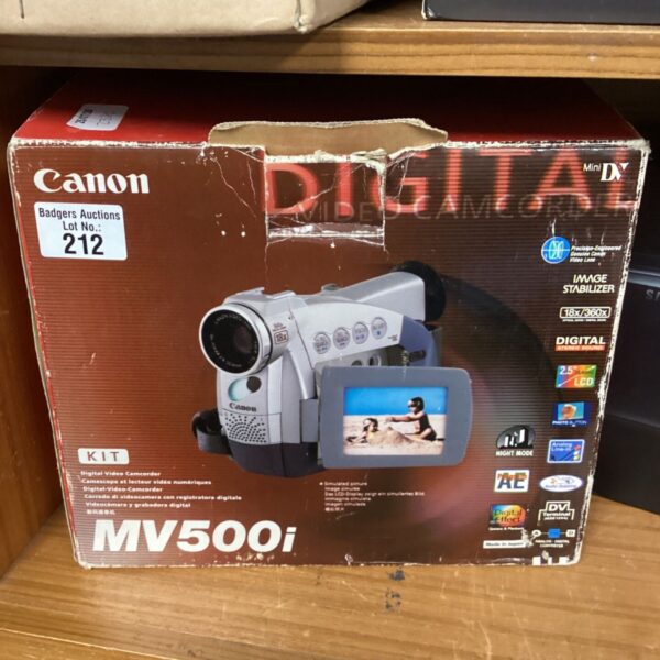 Canon MV500i digital camcorder, vintage miniDV video camera.