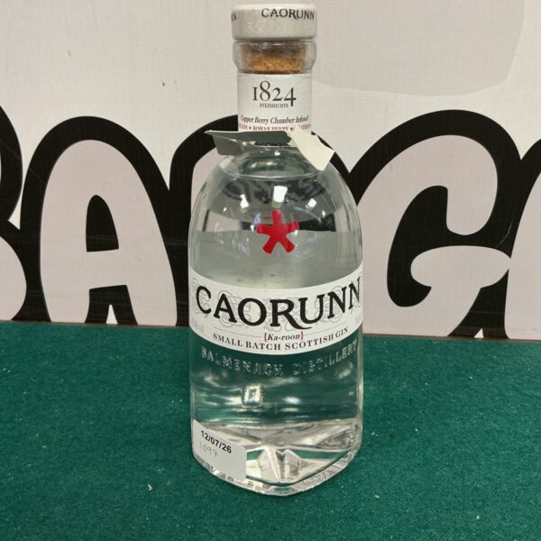 Empty bottle of Caorunn Scottish Gin for collectors.