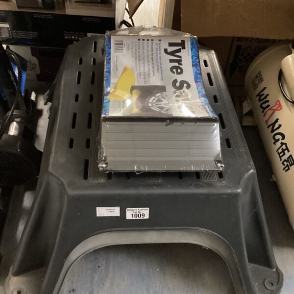 Caravan steps with tyre saver chocks for easy trailer access.