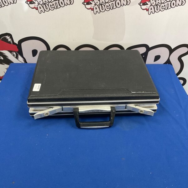 Vintage Cavalet briefcase with silver metal exterior.