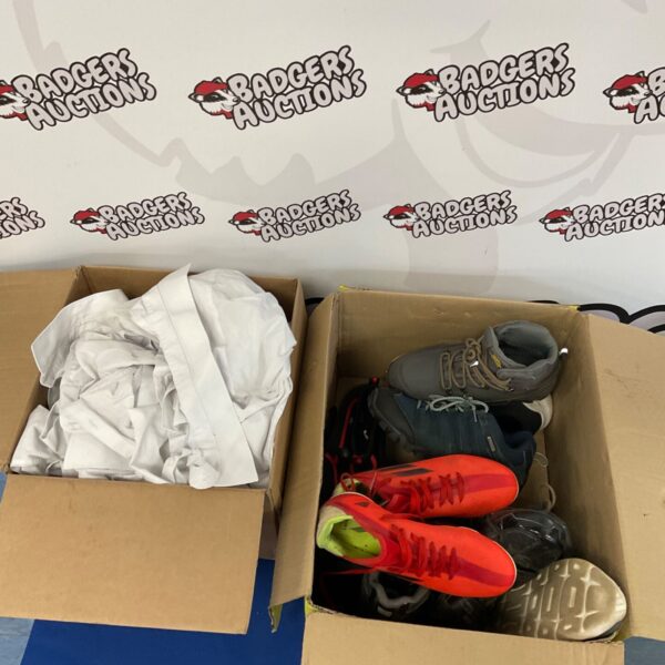 Children's clothing and football boots lot for sale.