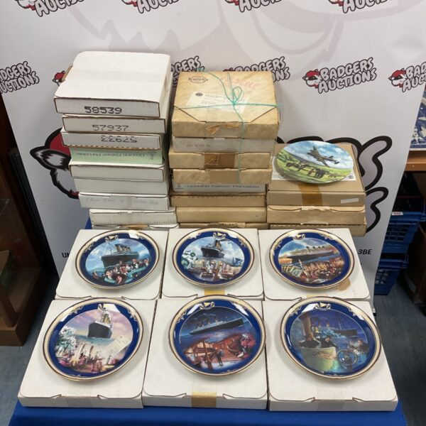 Large collection of collectors plates including Bradford Exchange Titanic plates.