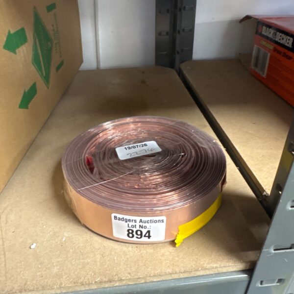 Roll of bright copper tape for electronics and DIY projects.