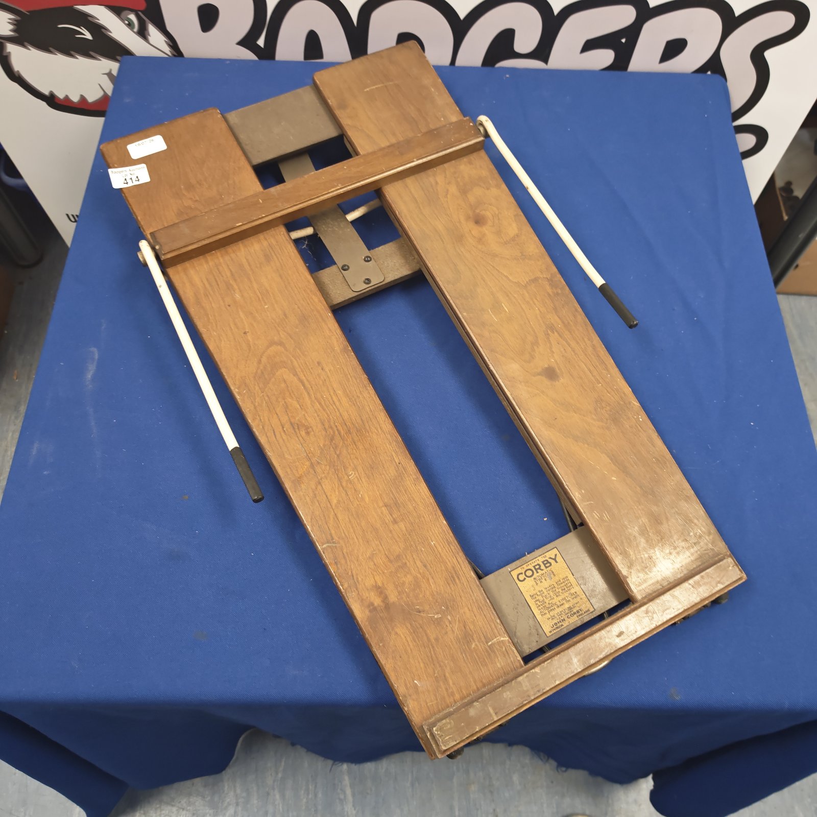 Vintage Corby automatic stretcher press for printing and bookbinding.