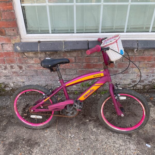 Vibrant Cosmic Neon 18 inch kids BMX bike for sale.