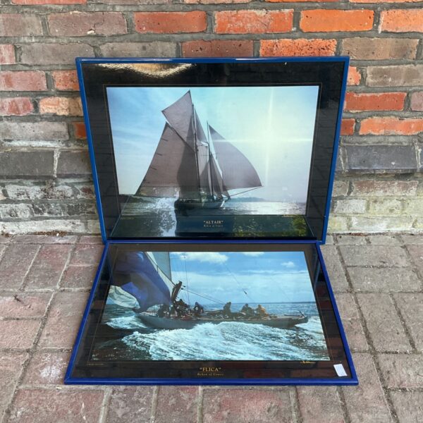 Vintage beken print of the Flica yacht racing at Cowes.
