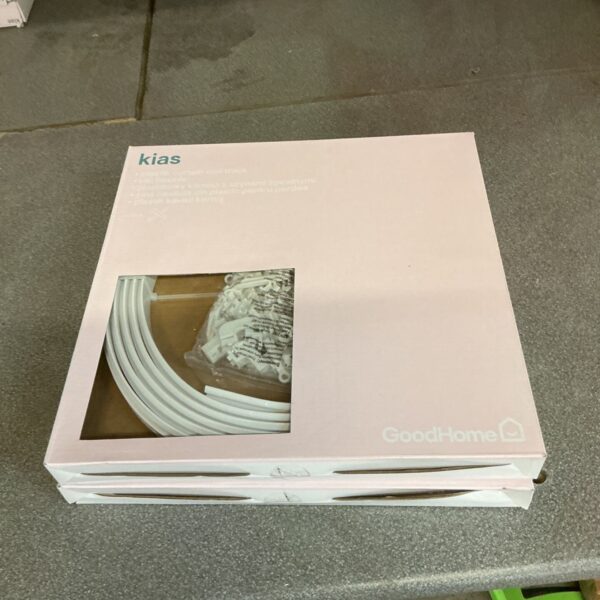 Two packs of unopened plastic curtain coil rack for window treatments.