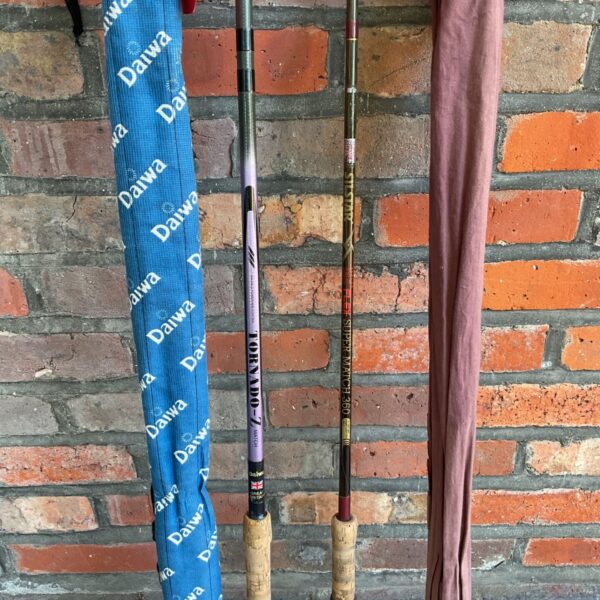 Vintage Daiwa Tornado Z and Silstar Flex 360 fishing rods in used condition.