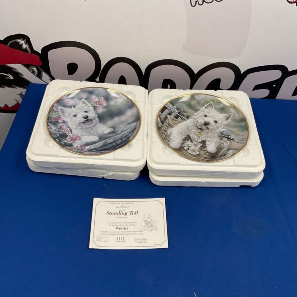 Two Danbury Mint collectors plates featuring West Highland White Terriers.