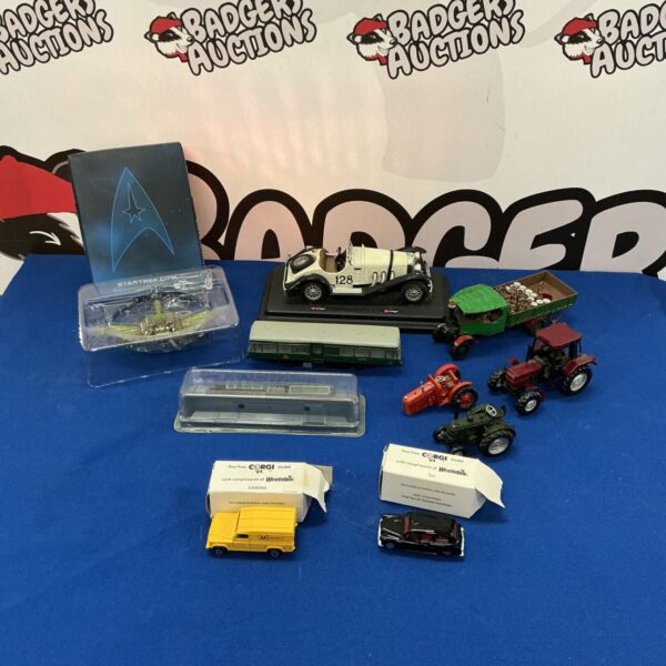 Assorted diecast model collection including Star Trek and Mercedes Benz.