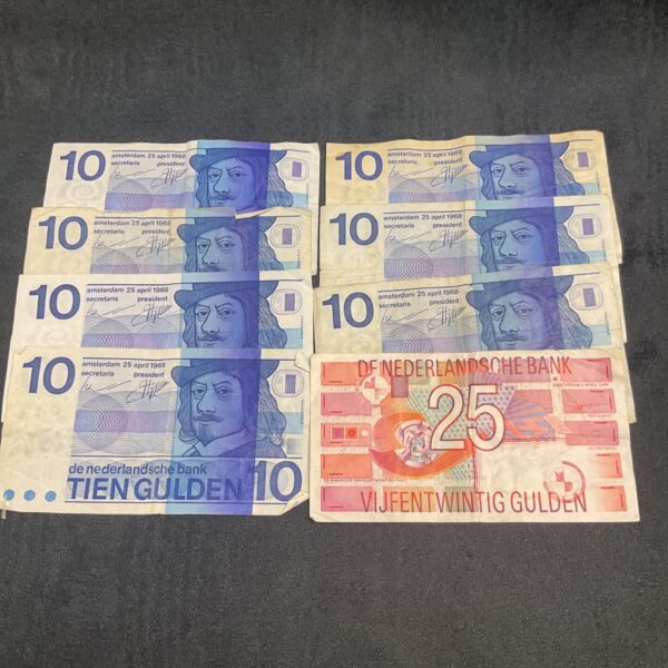 Vintage twenty-five gulden banknote from the Netherlands, collectible currency.