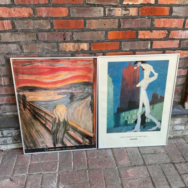 Framed "The Scream" poster by Edvard Munch, vintage art print.