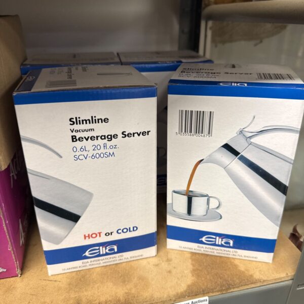 New boxed Elia SCV-600 stainless steel catering drinks jug.