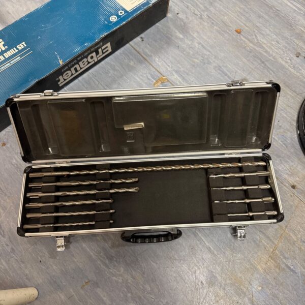 Erbauer 10pc SDS drill bit set in open case.