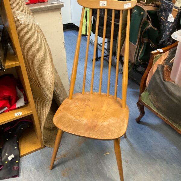 Vintage Ercol dining chair in beech wood.