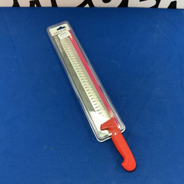 Ever Blade 12 inch roast slicer knife with red handle.