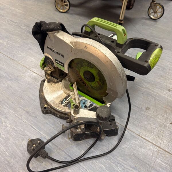 Evolution 1100w chop saw for metal cutting in used condition.