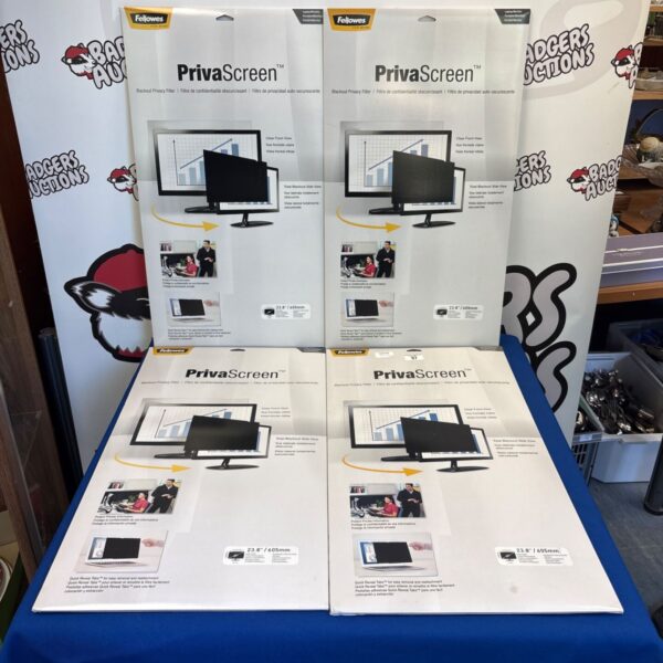 Lot of four Fellowes privacy screens for computer monitors.