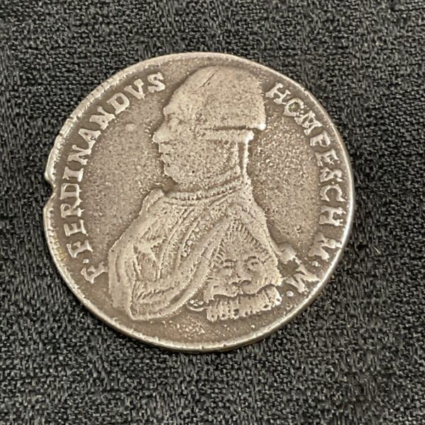 Silver coin featuring Ferdinand von Hompesch, Maltese Tari.