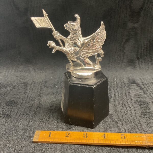 Silver-plated Franklin Mint Vauxhall bonnet mascot on black base.