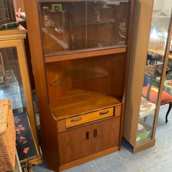 Vintage G Plan teak corner display cabinet in good condition.