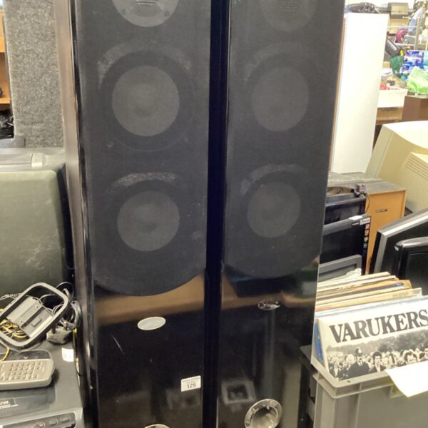 Black Gale 3030 floor standing speakers, vintage audio equipment.
