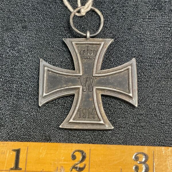 Authentic German Iron Cross 1914 medal, detailed front view.