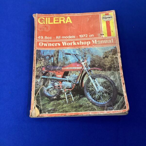 Vintage Gilera 50 Haynes manual cover, 1972 edition.