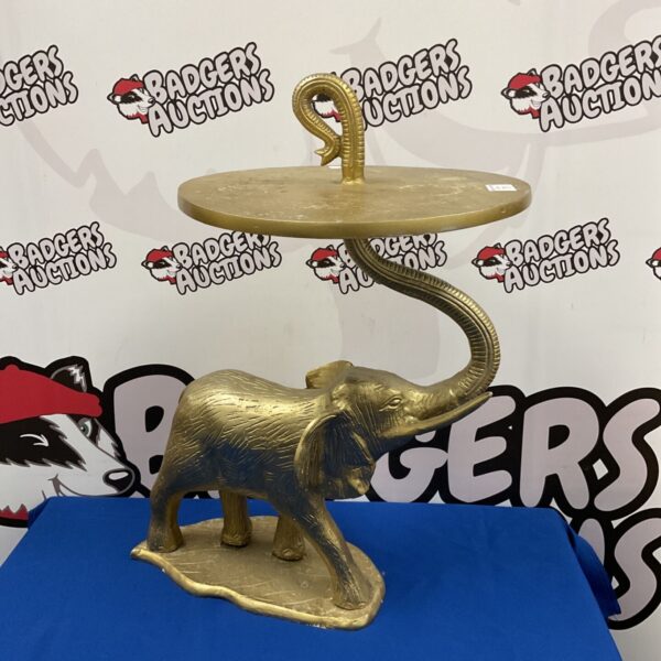 Gold cast aluminium elephant wine table, unique side table.