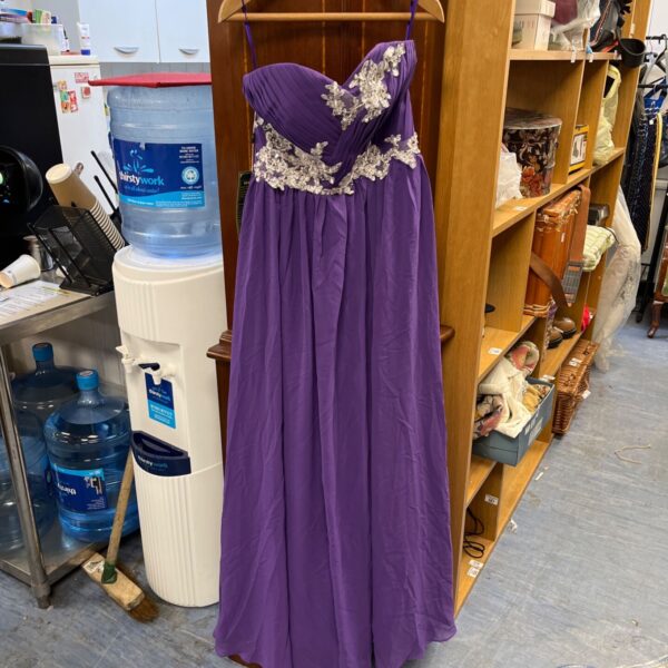 Purple Grace Karin dress size 4, elegant evening gown.