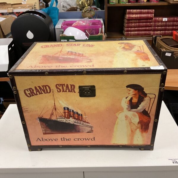 Vintage Titanic style storage chest labelled "Grand Star".