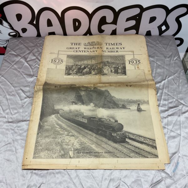 Vintage 1935 Great Western Railway newspaper from The Times.