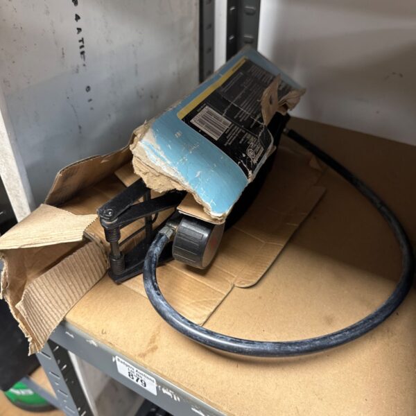 Vintage Halfords foot pump with damaged box.