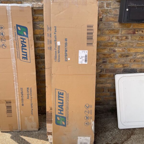 Gloss white Halite 1700mm bath panel for bathroom renovation.
