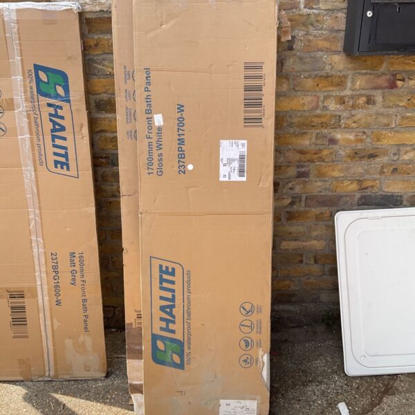 White Halite 1700mm front bath panel for bathroom renovation.