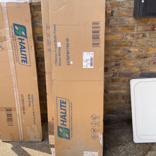 White Halite 1700mm front bath panel for bathroom renovation.