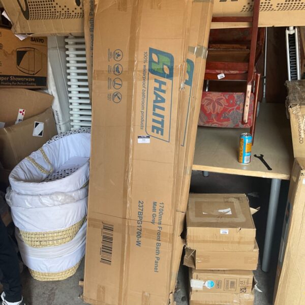 Set of four Halite 1700mm bath panels in original packaging.