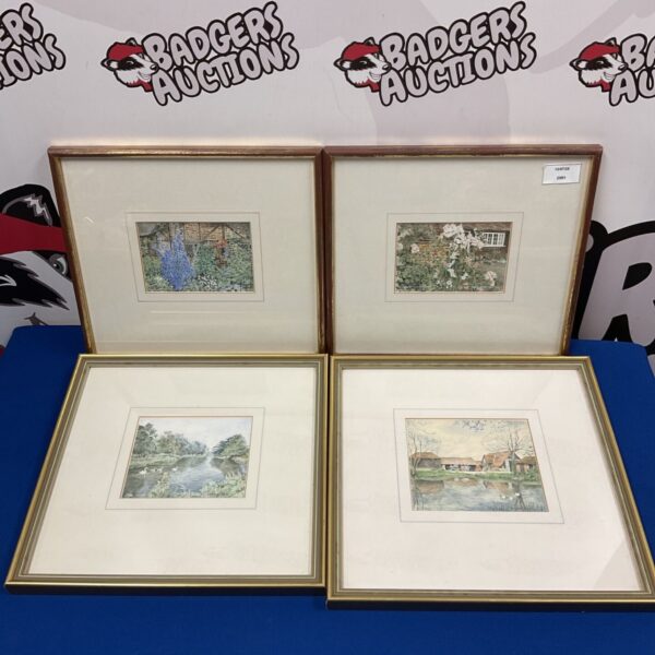 Set of four Margaret Harrod watercolours depicting countryside scenes.