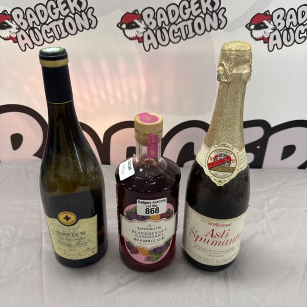Lot of three alcohol bottles including Haysmiths Bramble Gin.