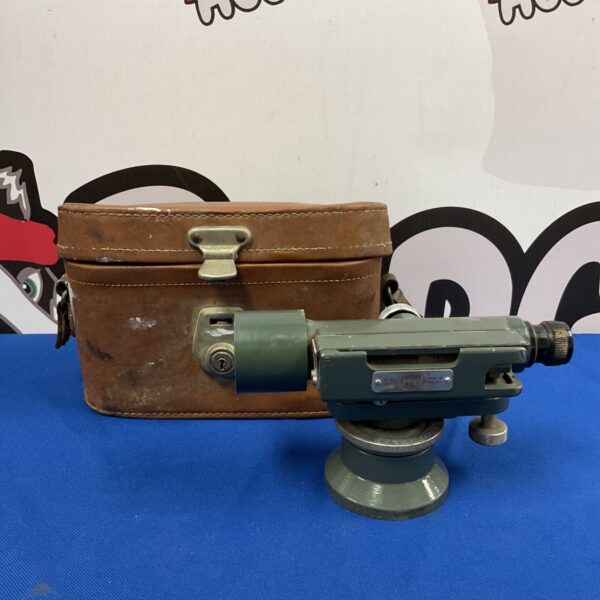 Vintage Hilger & Watts theodolite in leather case, surveying instrument.
