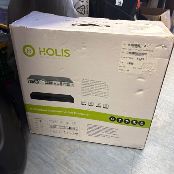 Holis 8 channel network video recorder for CCTV security.