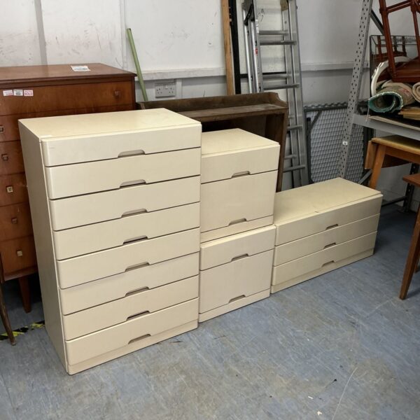 Hulsta chest of drawers set, vintage mid-century bedroom furniture.