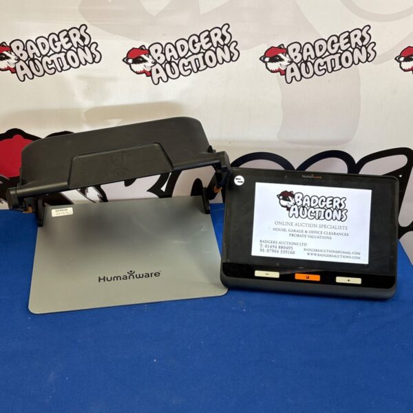 HumanWare explorē 12 portable video magnifier with Badgers Auctions branding.