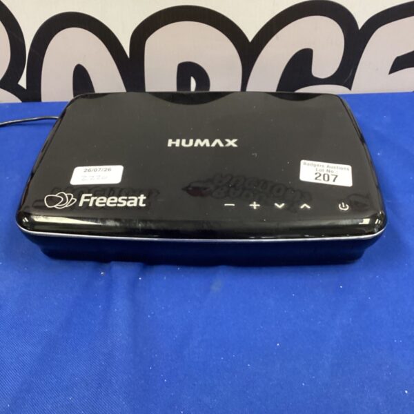 Black Humax freeview box for digital television reception.